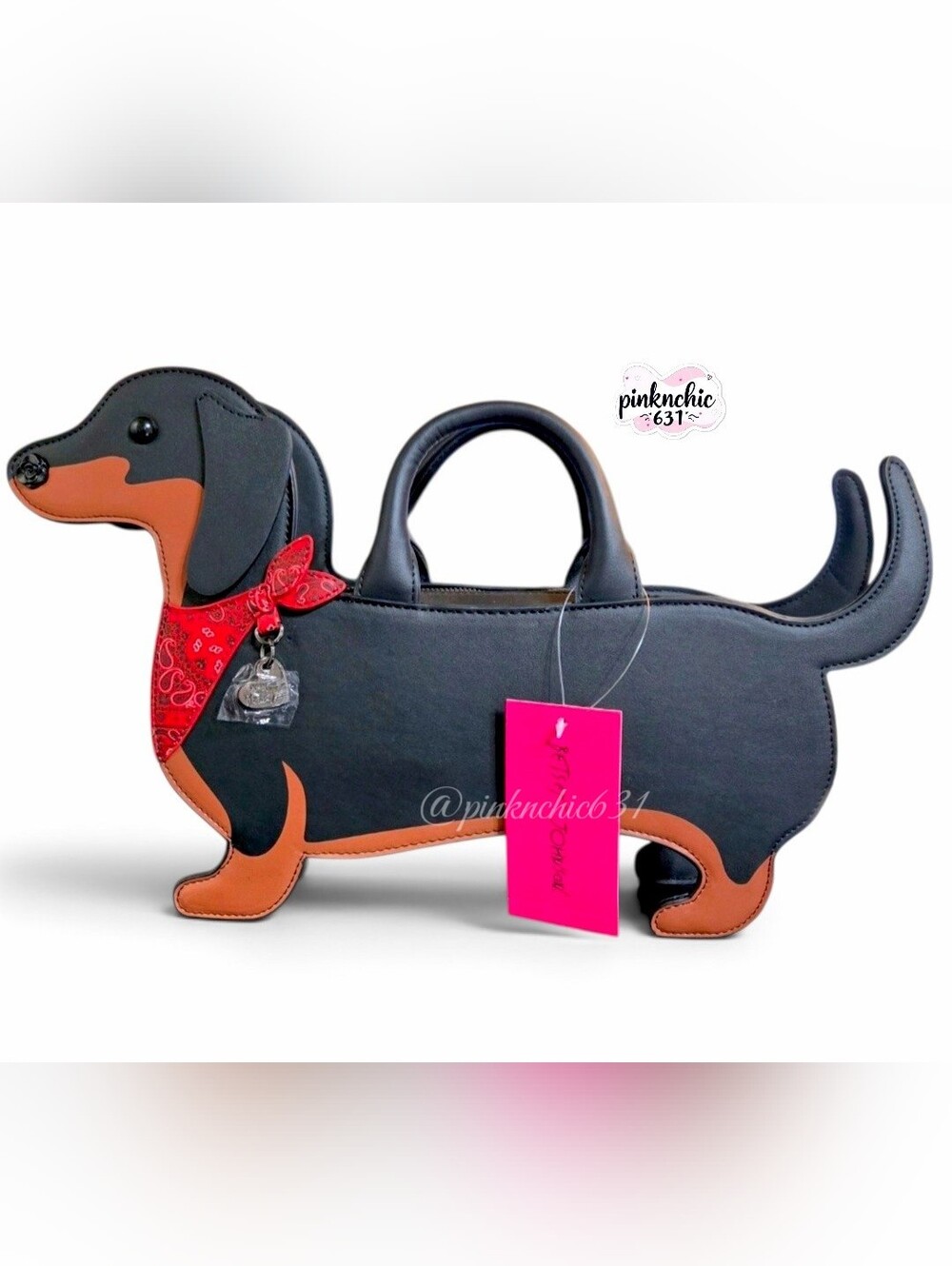 SOLD! Betsey Johnson Kitsch Cowboy Dachshund Purse Satchel Crossbody Handbag - Picture 8 of 9